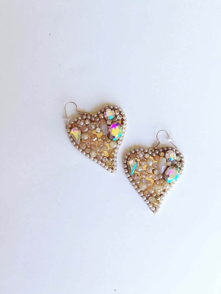 iridescent heart earrings
