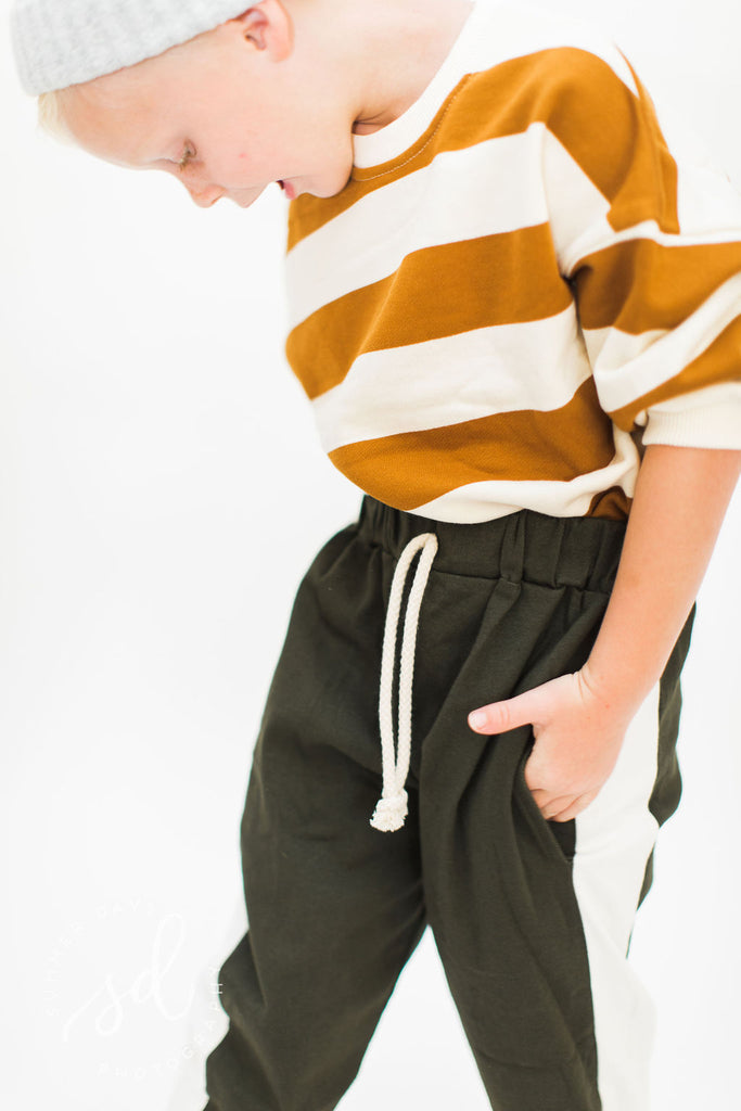 Military Green Striped Pants